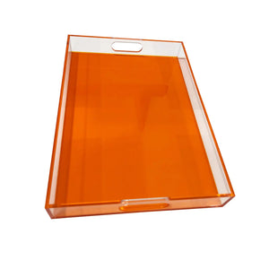 Orange Lucite Tray With Handle