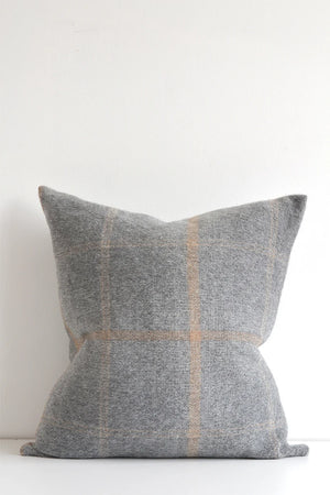 Grey Plaid Alpaca Wool Throw Pillow