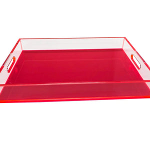 Pink Lucite Tray with Handle