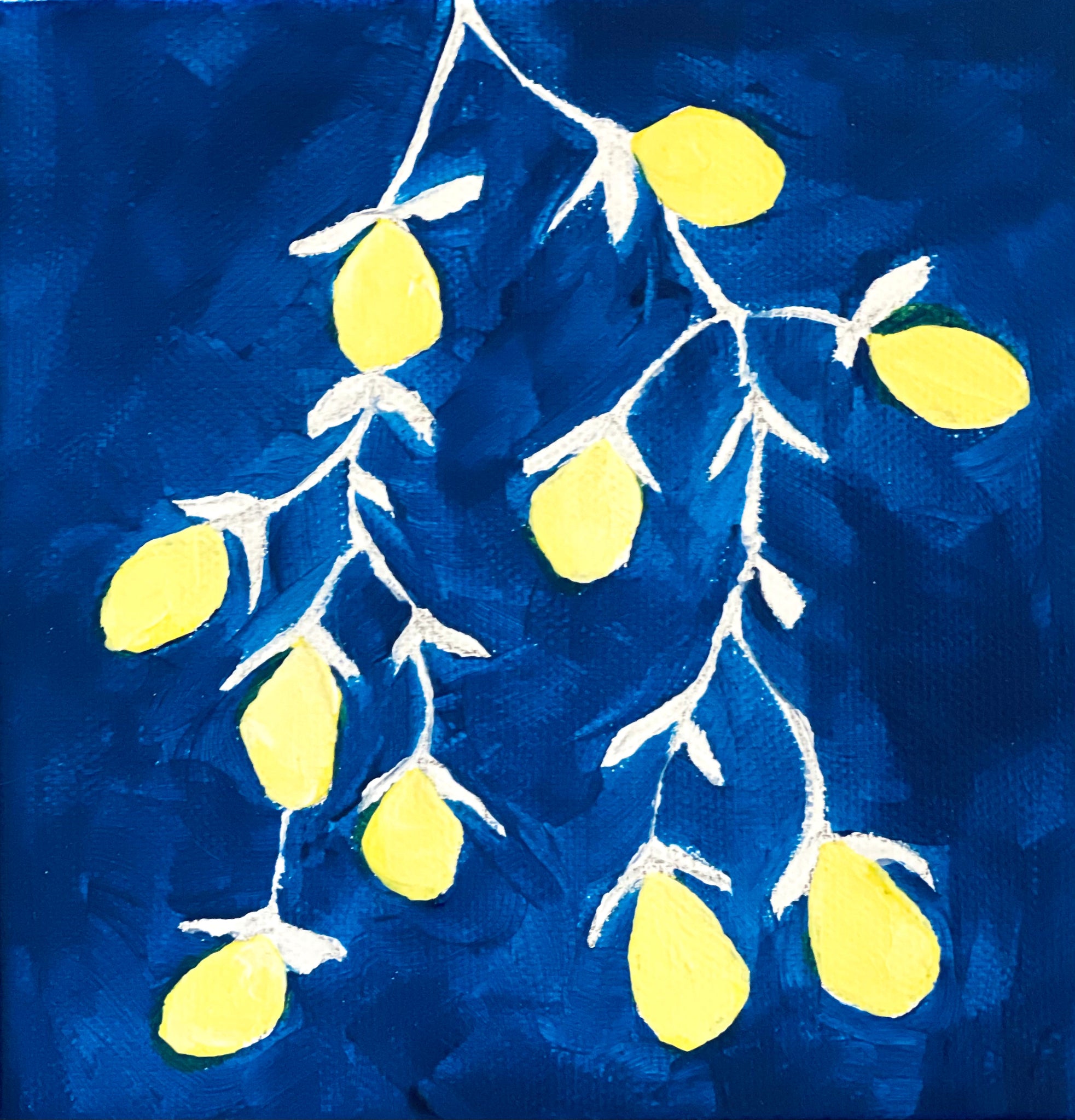 Lemons on the vine out the window at night in Capri IX