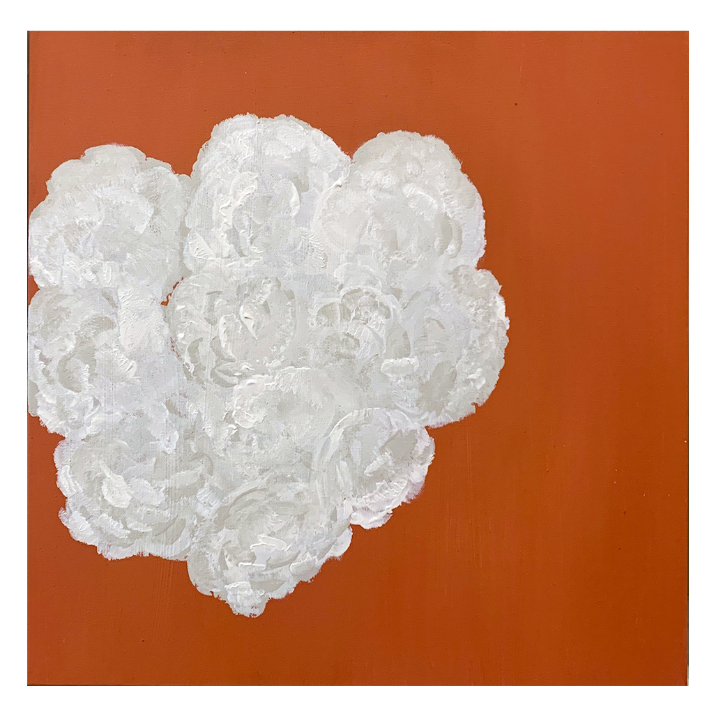 White Peonies on Coral Terra Cotta